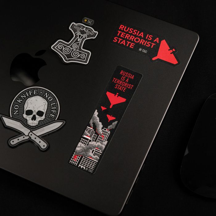 M-Tac наклейка russia is a terrorist state Small Black