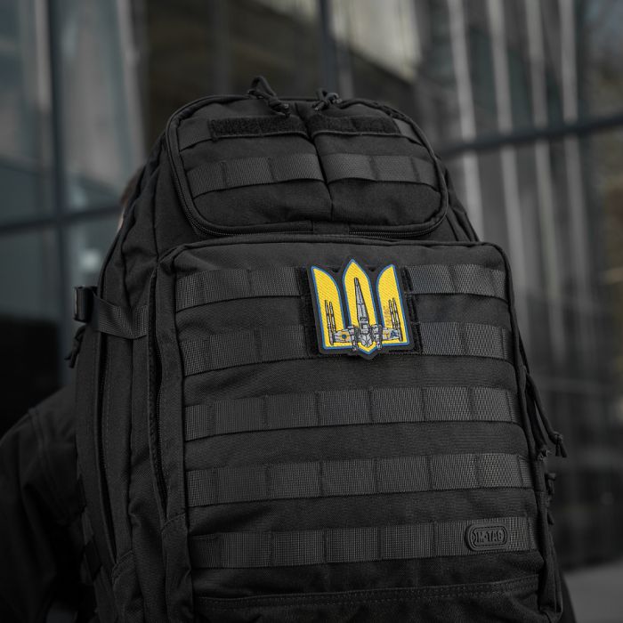 M-Tac нашивка Тризуб UA-Wing (вишивка) Black