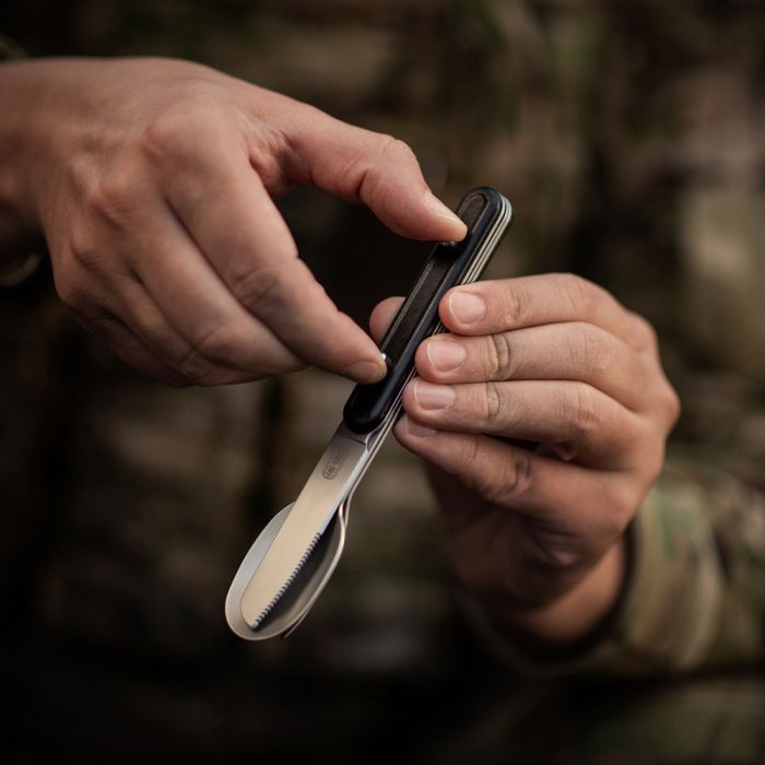 M-Tac столовий набір роз'ємний (3 елемента) Black/Steel