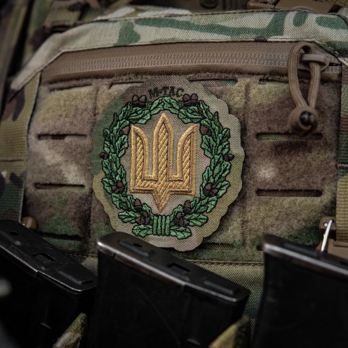 M-Tac нашивка Тризуб з дубовим вінком (вишивка) Multicam