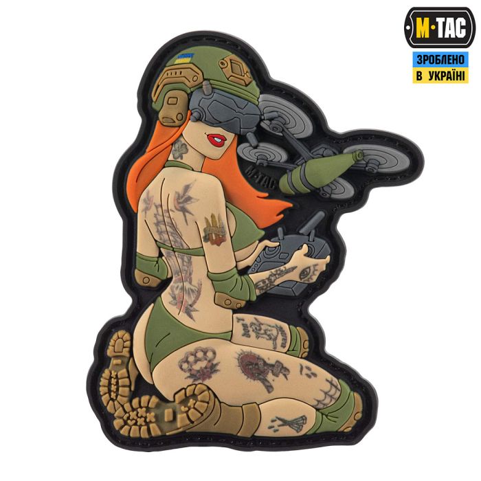 M-Tac нашивка Tactical girl №6 PVC redhead Hooligan Olive V2