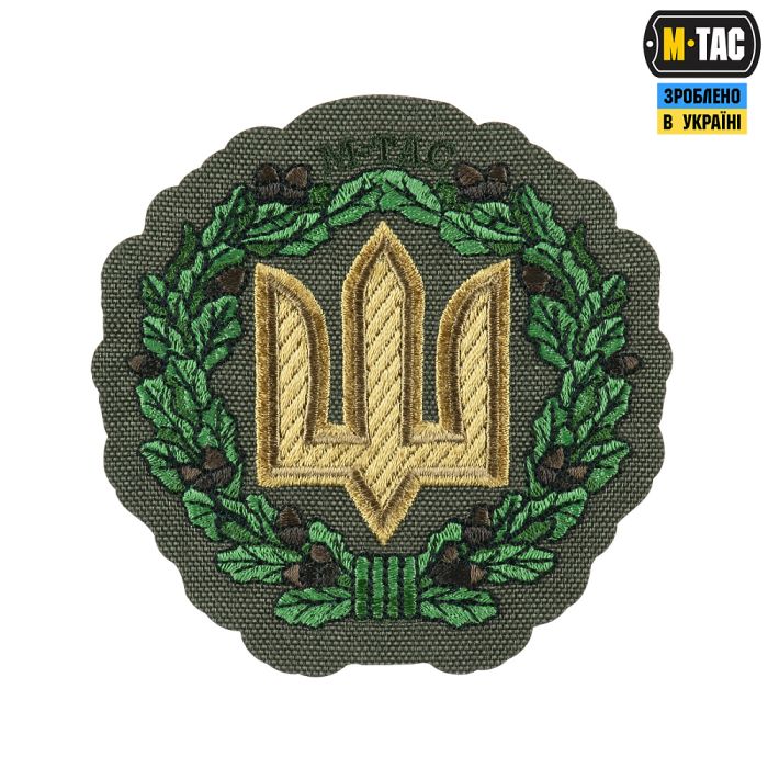 M-Tac нашивка Тризуб з дубовим вінком (вишивка) Ranger Green