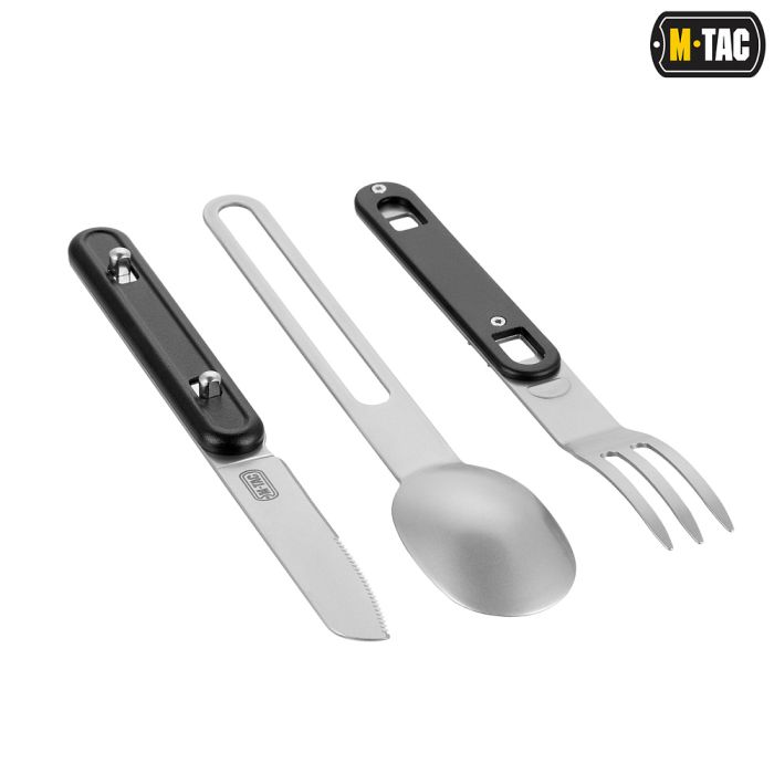 M-Tac столовий набір роз'ємний (3 елемента) Black/Steel