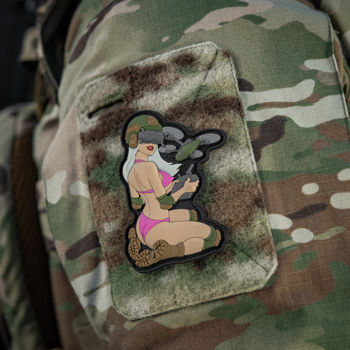 M-Tac нашивка Tactical girl №6 PVC White/Pink/Olive V2