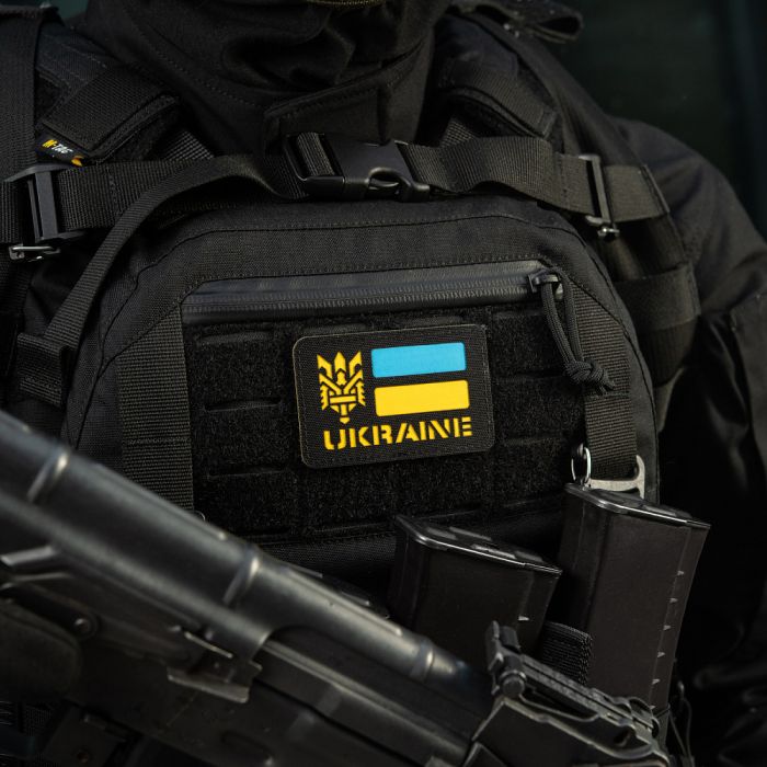 M-Tac нашивка Ukraine (с Тризубом) Laser Cut Black/Yellow/Blue/GID