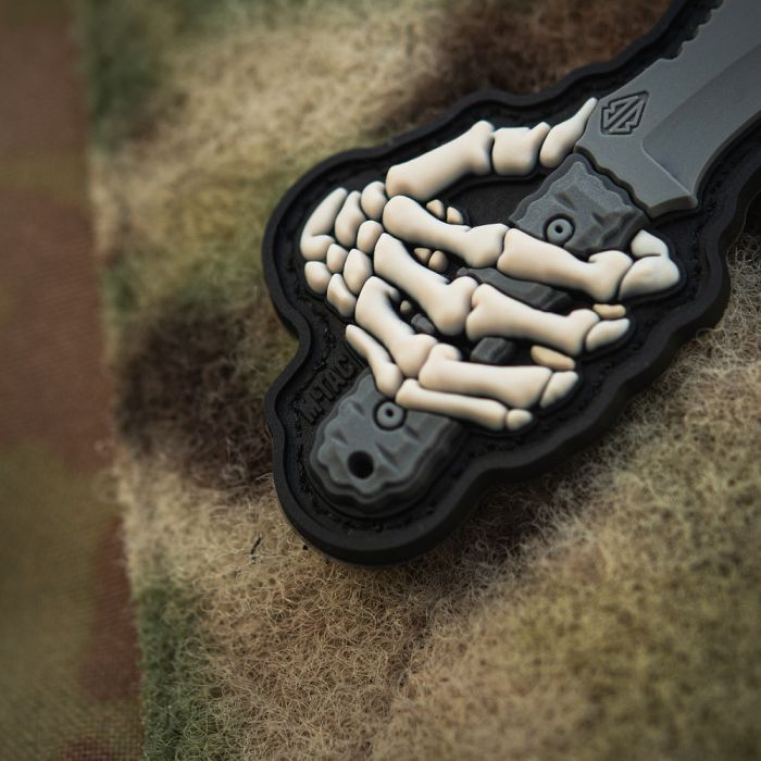 M-Tac нашивка Skeleton Knife PVC Grey