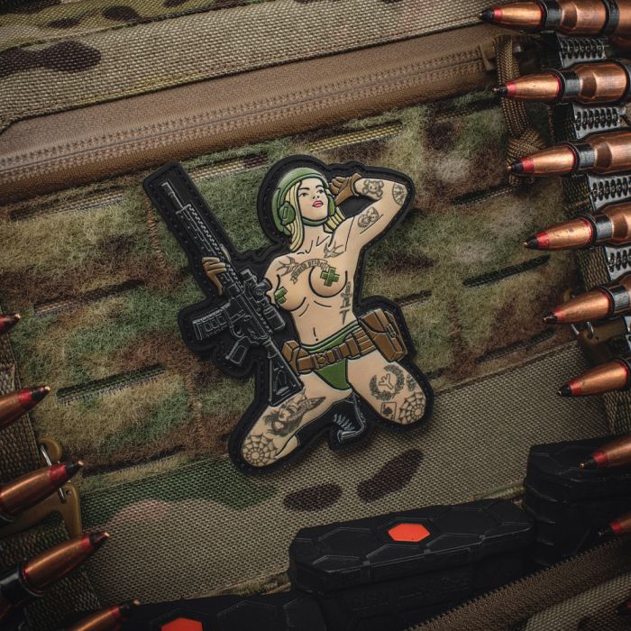 M-Tac нашивка Tactical girl №1 tattoo Руна PVC Grey