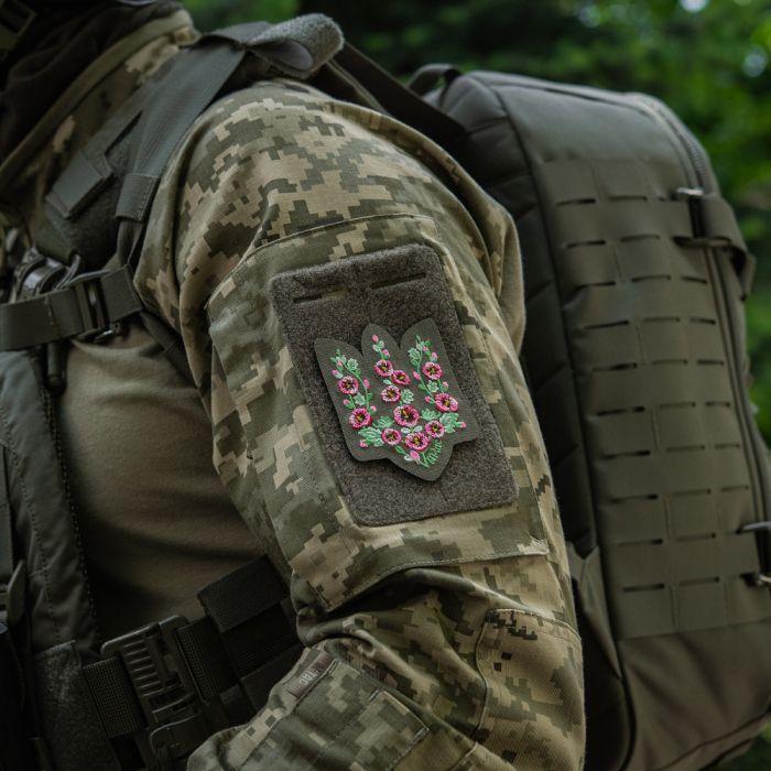 M-Tac нашивка Тризуб рожеві Мальви (вишивка) Ranger Green