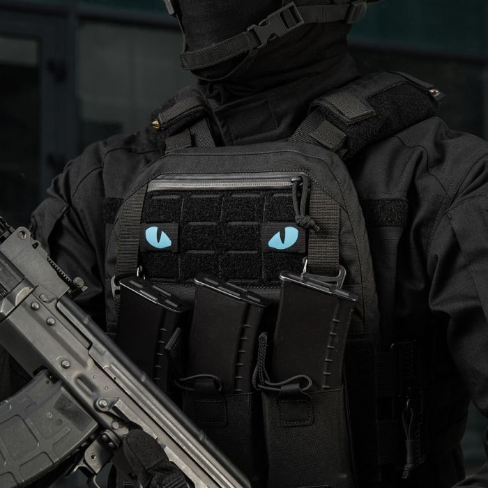 M-Tac нашивка Tiger Eyes Laser Cut (пара) Black/Blue/GID
