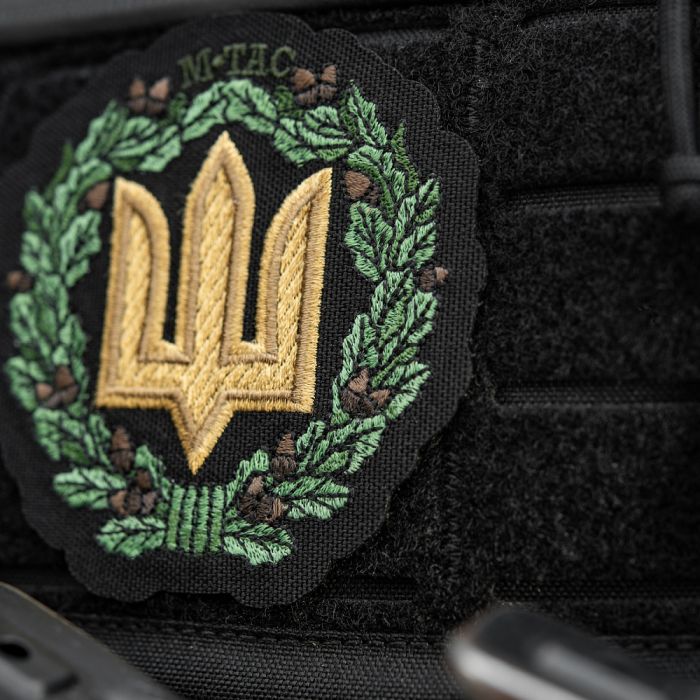 M-Tac нашивка Тризуб з дубовим вінком (вишивка) Black