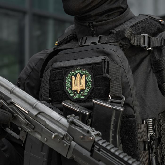 M-Tac нашивка Тризуб з дубовим вінком (вишивка) Black