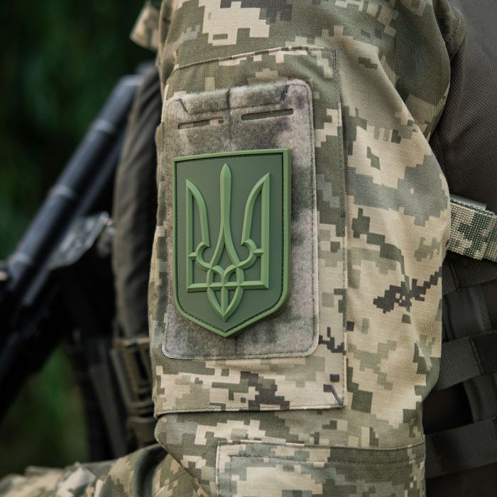 Нашивка герб України PVC великий олива