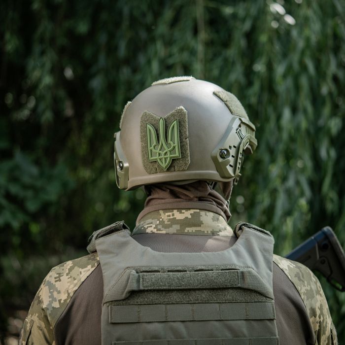 Нашивка Тризуб PVC великий олива