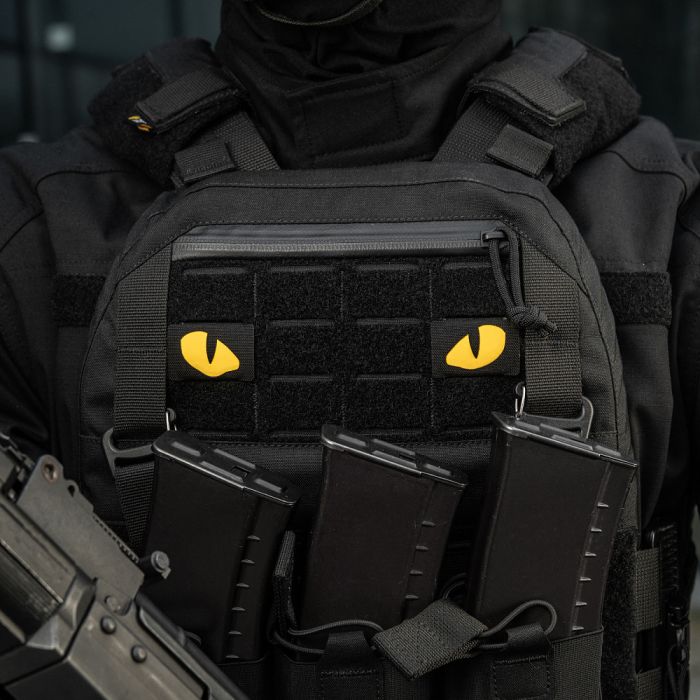 M-Tac нашивка Tiger Eyes Laser Cut (пара) Black/Yellow/GID