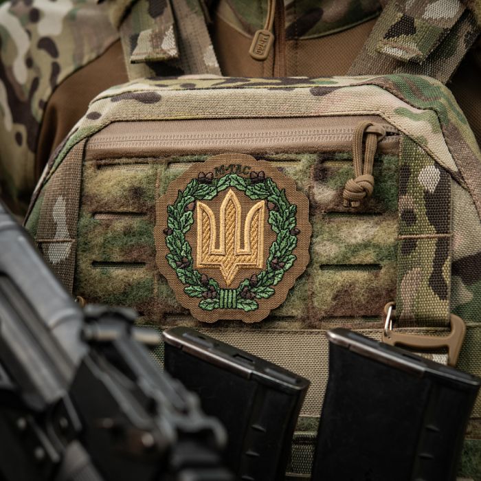 M-Tac нашивка Тризуб з дубовим вінком (вишивка) Coyote