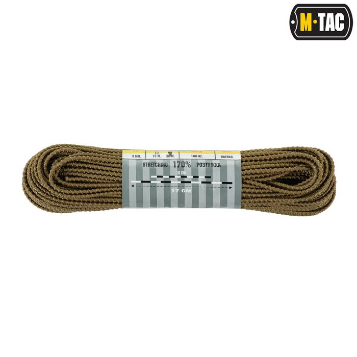 M-Tac паракорд Shock-Cord 3mm 30m Dragon Skin Coyote
