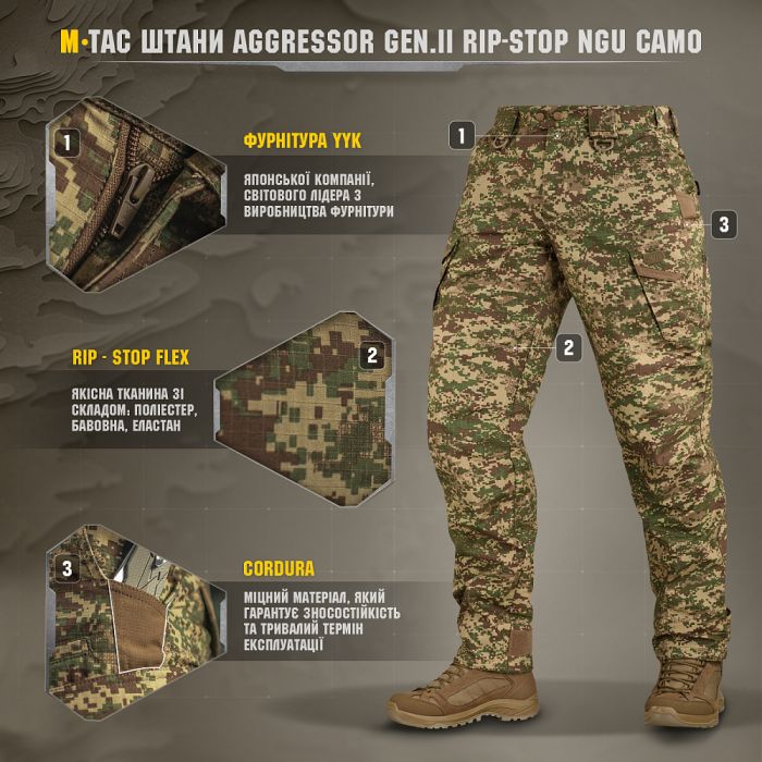 M-Tac штани Aggressor Gen.II Rip-Stop NGU Camo