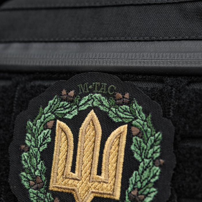 M-Tac нашивка Тризуб з дубовим вінком (вишивка) Black