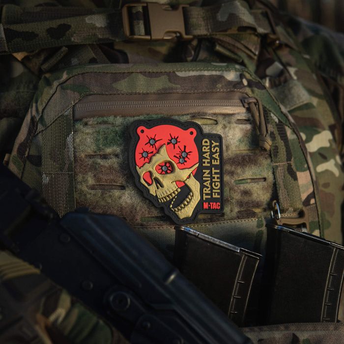 M-Tac нашивка Train Hard Fight Easy PVC Black/Red