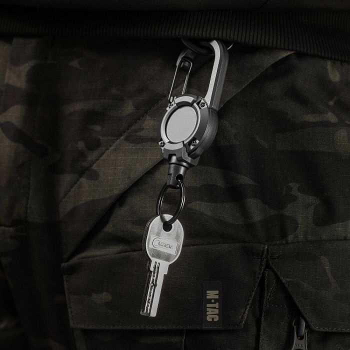 M-Tac карабин зі шнуром для ключів Black