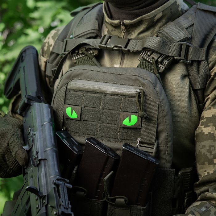 M-Tac нашивка Tiger Eyes Laser Cut (пара) Ranger Green/Green/GID