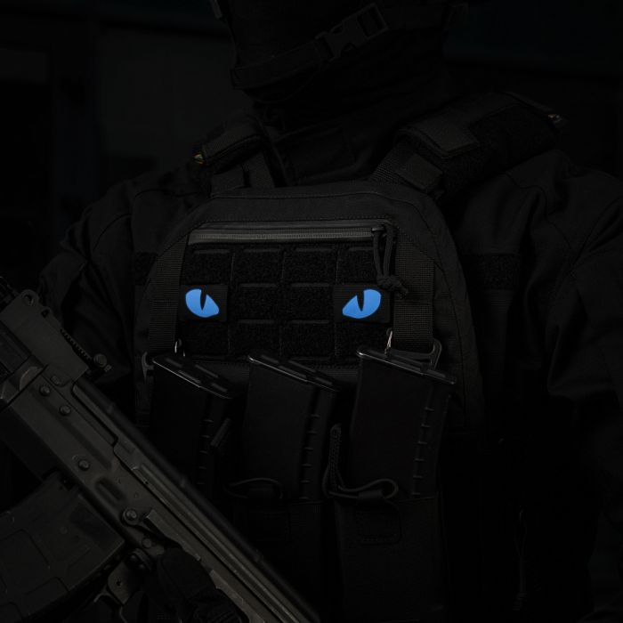 M-Tac нашивка Tiger Eyes Laser Cut (пара) Black/Blue/GID