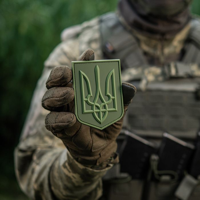 Нашивка герб України PVC великий олива