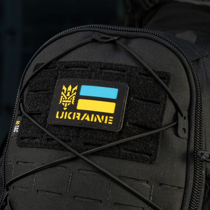 M-Tac нашивка Ukraine (с Тризубом) Laser Cut Black/Yellow/Blue/GID