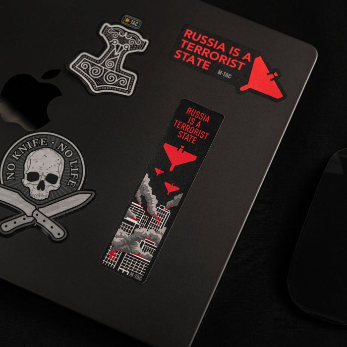 M-Tac наклейка russia is a terrorist state Small Black