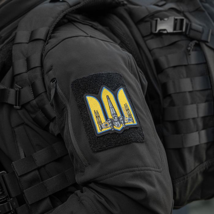 M-Tac нашивка Тризуб UA-Wing (вишивка) Black