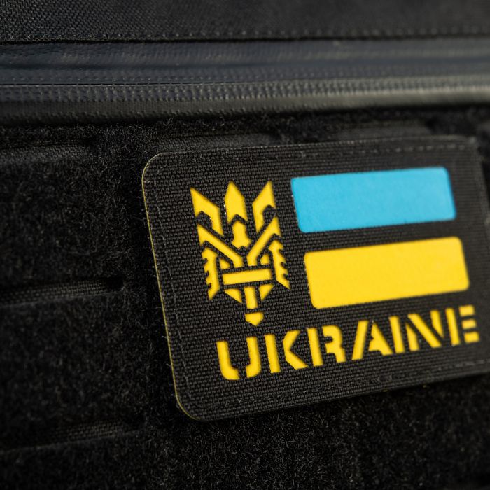 M-Tac нашивка Ukraine (с Тризубом) Laser Cut Black/Yellow/Blue/GID