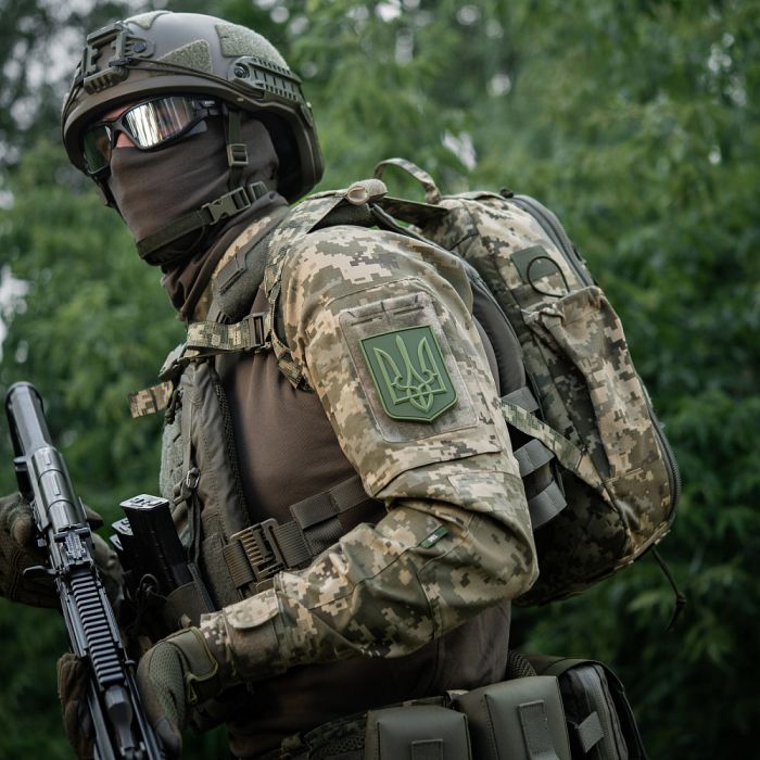 Нашивка герб України PVC великий олива