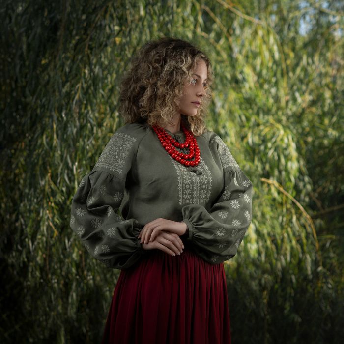 M-Tac вишиванка жіноча 100% льон тип 2 олива