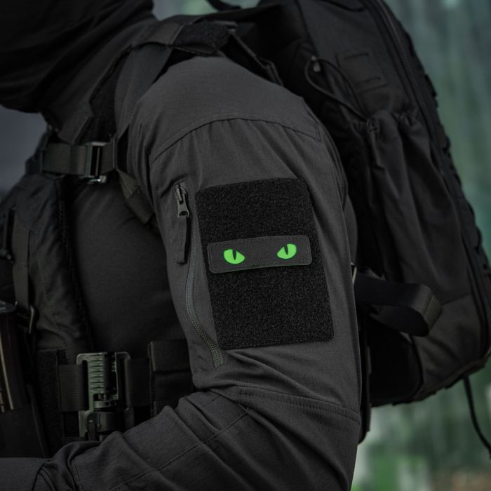 M-Tac нашивка Cat Eyes Laser Cut Black/Green/GID