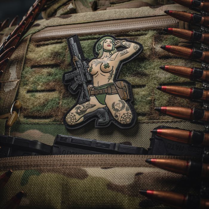 M-Tac нашивка Tactical girl №1 tattoo Руна PVC Grey