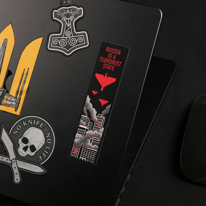 M-Tac наклейка russia is a terrorist state Black