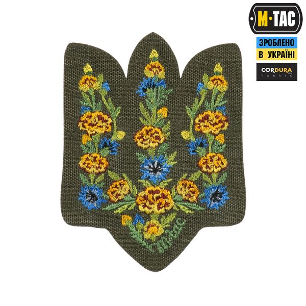 M-Tac нашивка Тризуб Чорнобривці (вишивка) Ranger Green