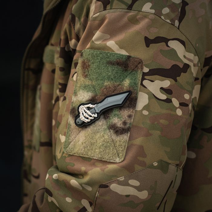 M-Tac нашивка Skeleton Knife PVC Grey