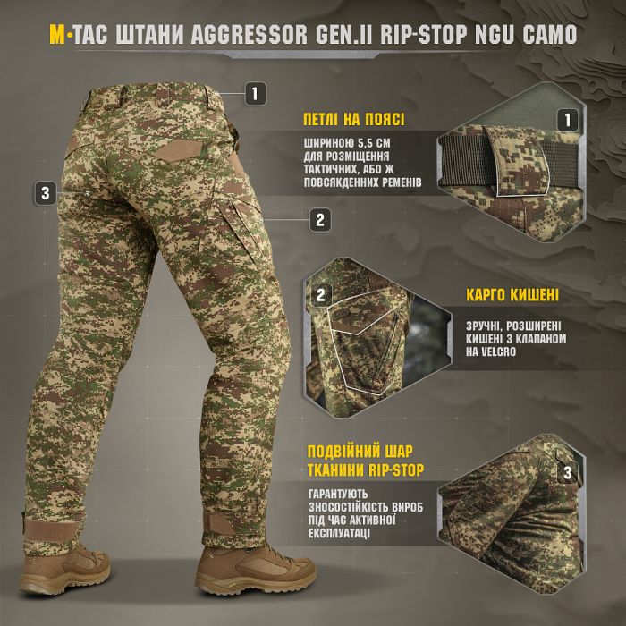 M-Tac штани Aggressor Gen.II Rip-Stop NGU Camo