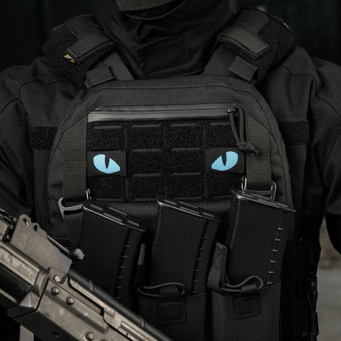 M-Tac нашивка Tiger Eyes Laser Cut (пара) Black/Blue/GID
