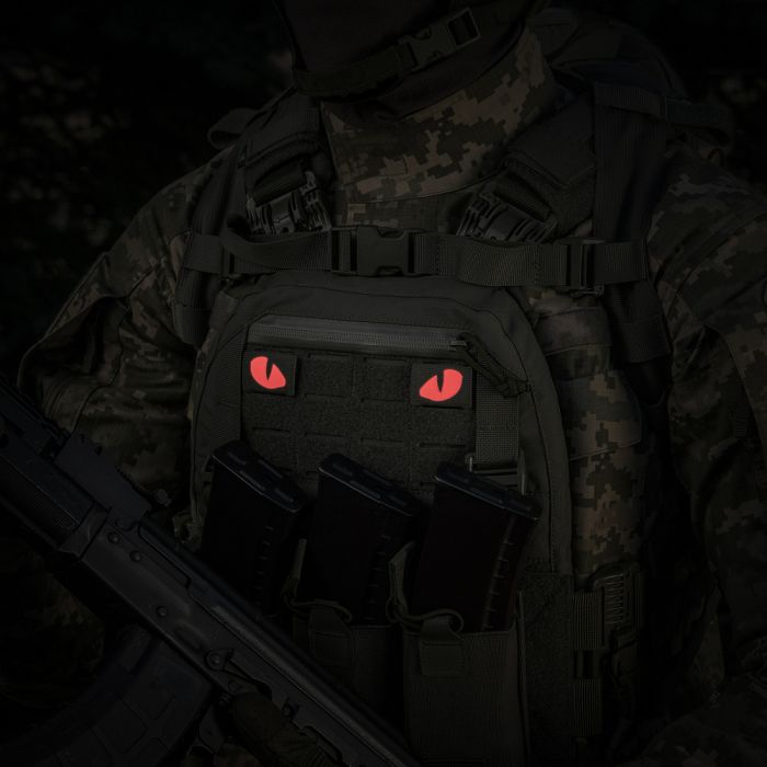 M-Tac нашивка Tiger Eyes Laser Cut (пара) Ranger Green/Red/GID