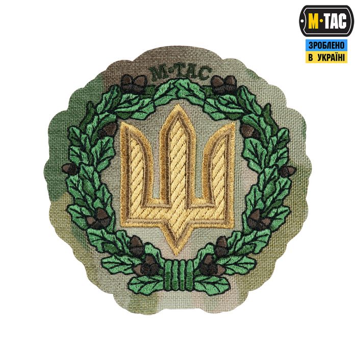 M-Tac нашивка Тризуб з дубовим вінком (вишивка) Multicam