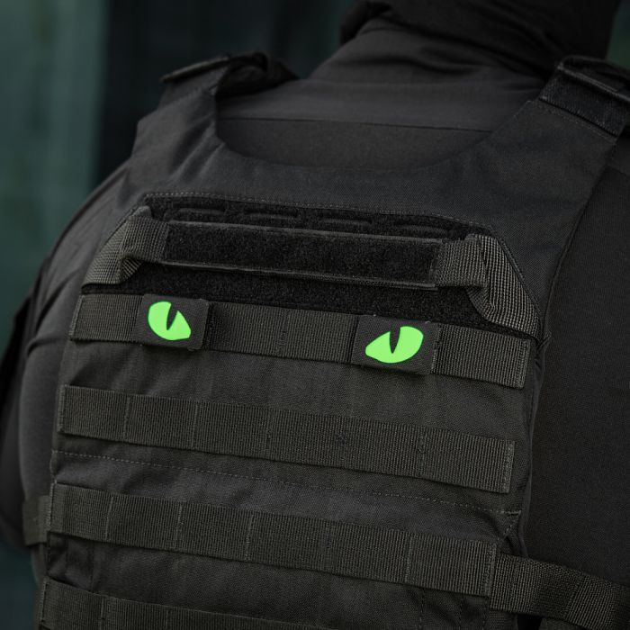 M-Tac нашивка Tiger Eyes Laser Cut (пара) Black/Green/GID
