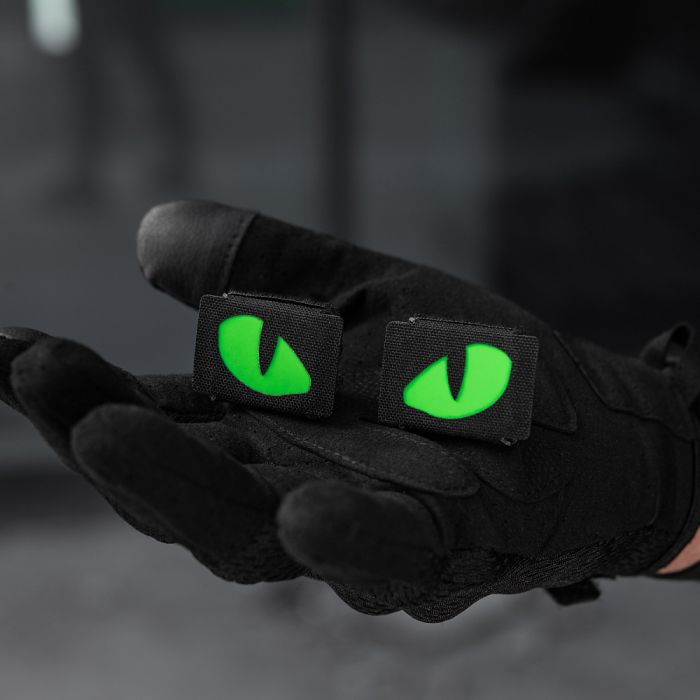 M-Tac нашивка Tiger Eyes Laser Cut (пара) Black/Green/GID