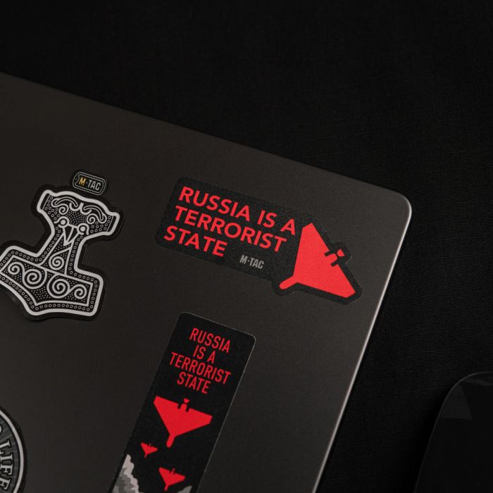 M-Tac наклейка russia is a terrorist state Small Black