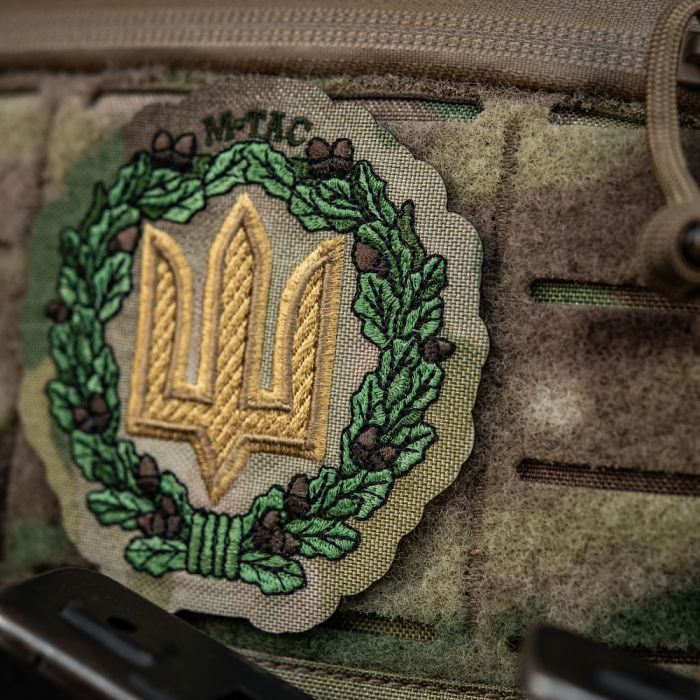 M-Tac нашивка Тризуб з дубовим вінком (вишивка) Multicam