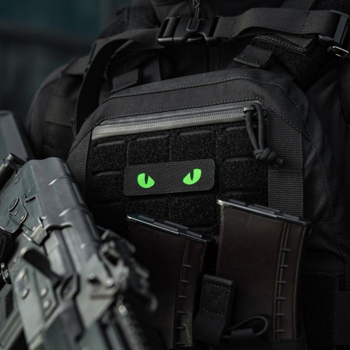M-Tac нашивка Cat Eyes Laser Cut Black/Green/GID