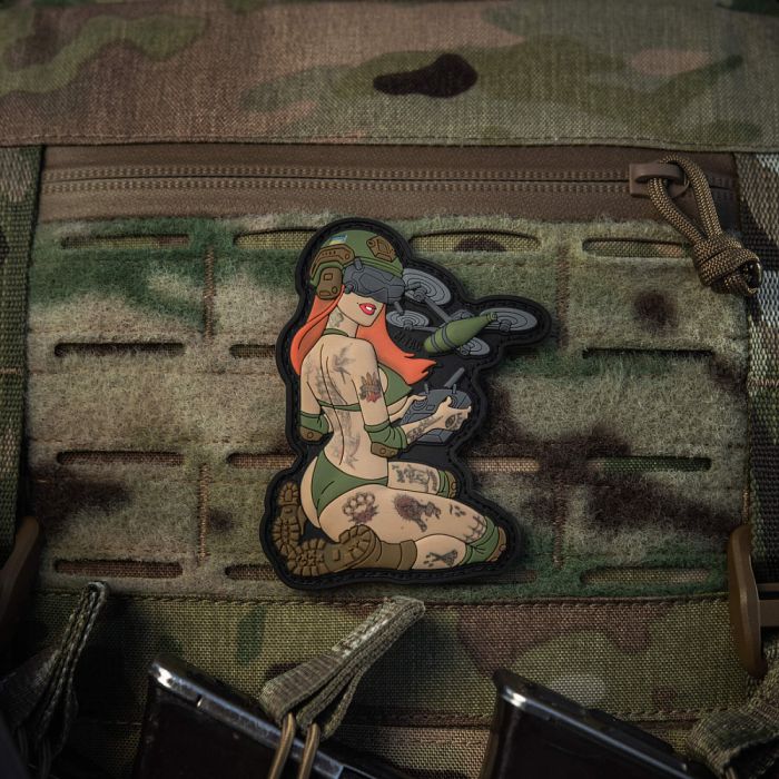 M-Tac нашивка Tactical girl №6 PVC redhead Hooligan Olive V2