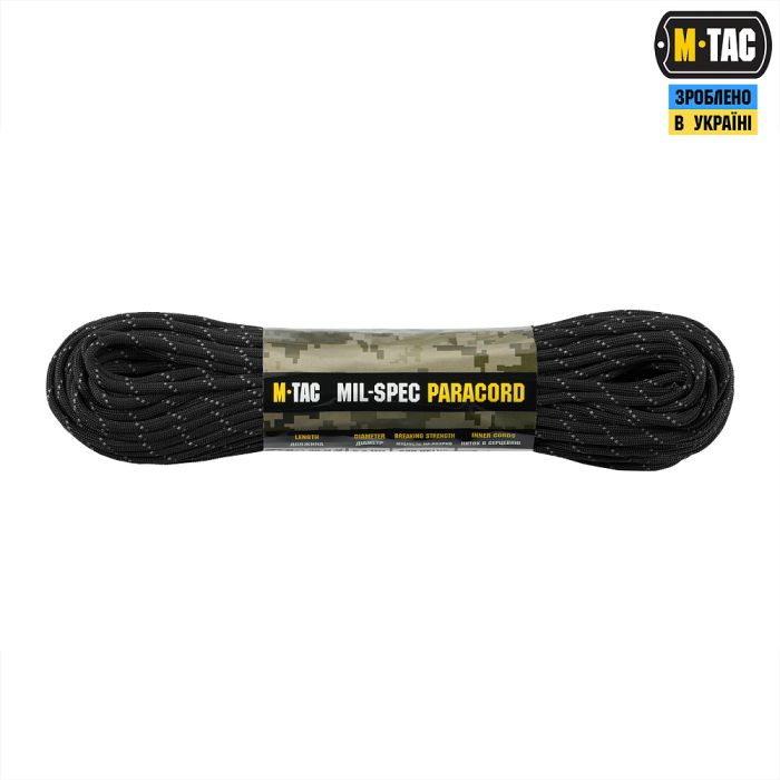 M-Tac паракорд 550 mil-spec 30m Black Reflective