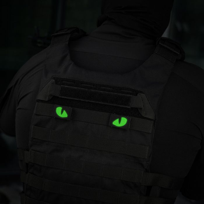 M-Tac нашивка Tiger Eyes Laser Cut (пара) Black/Green/GID